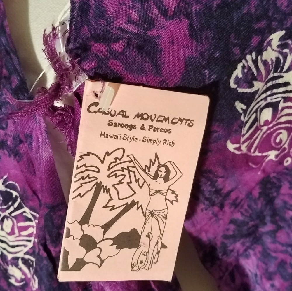 Casual Movements Hawaii Style Purple Sarong NEW - Picture 4 of 5